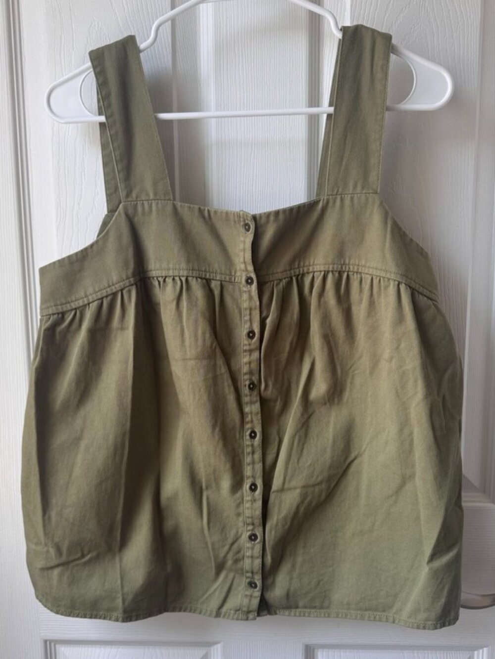 Olive Denim-Weight Button Down Tank Top for Women by Old Navy - MEDIUM